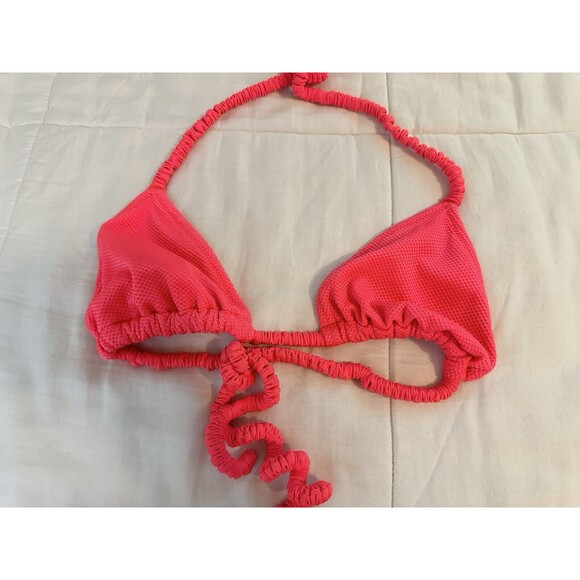 AERIE Bikini Set Hot Pink Triangle Top Full Coverage Bottom SMALL NWT - Picture 3 of 8